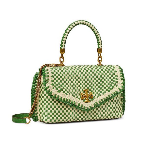 Tory Burch Kira Woven Mini Top Handle Bag - Basil - Picture 1 of 15